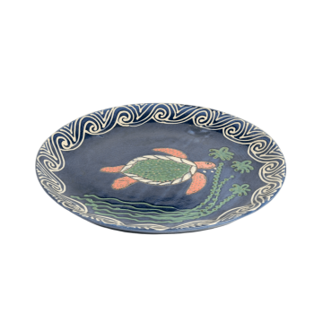 Oval Pizza Platter (15 inch) - Blue Turtle