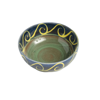 Small Salad Bowl - Blue with Yellow Wave