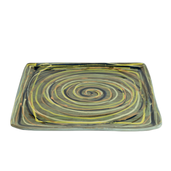 Square Pizza Platter (15.5 inch) - Green Multiswirl